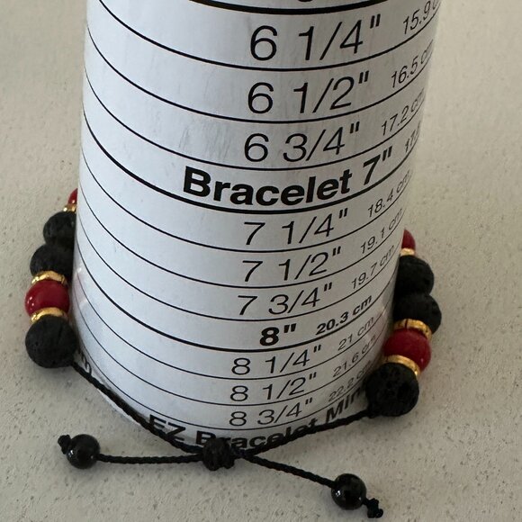 Unisex Adjustable Basalt Beaded Bracelet - Picture 4 of 6